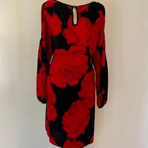 Trina Turk, Velvet Rope Cold Shoulder, Floral Print Dress w/ Keyhole Closure, 14